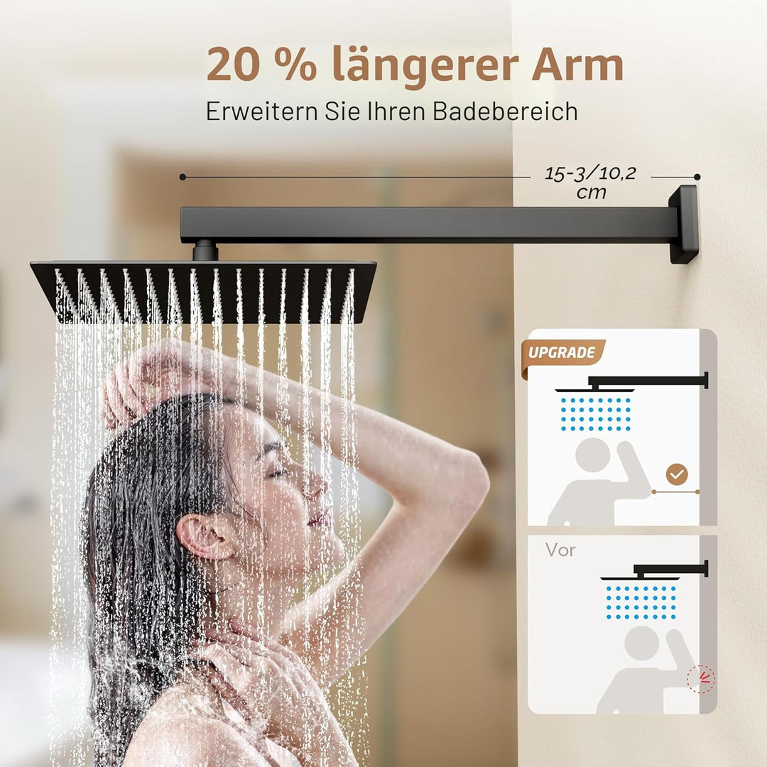 KES Duschset Duschkopf Regendusche Handbrause mit Duschkopfhalterung Duschschlauch Ventilkörper Dusc