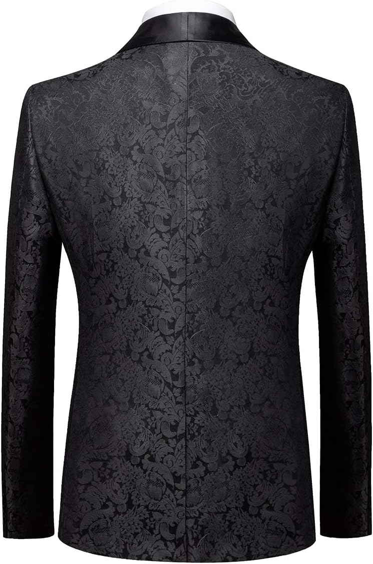 Anzug Herren 3-Teillig mit Schalkragen Muster Hochzeit Formell Business Smoking Jacke Weste und Hose