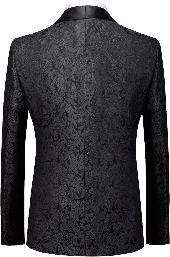 Anzug Herren 3-Teillig mit Schalkragen Muster Hochzeit Formell Business Smoking Jacke Weste und Hose