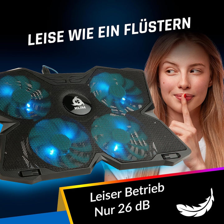 KLIM Wind Laptop Kühler - Mehr als 500 000 verkaufte Einheiten - NEU 2023 - Leistungsstark - Schnell