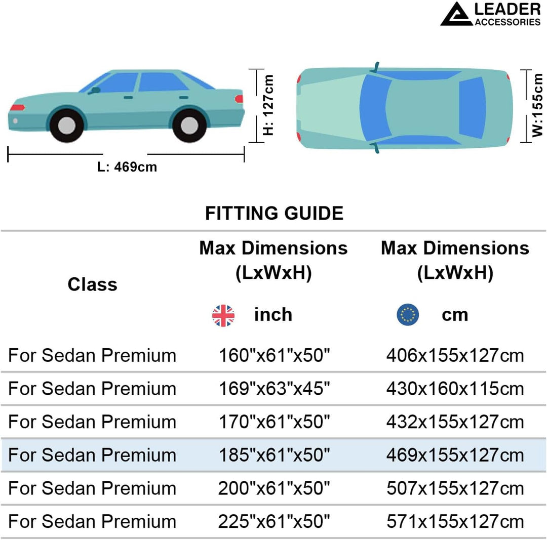 Leader Accessories Premium Autoabdeckung 5-lagig wasserdicht Ganzgarage wetterfest Autoabdeckplane U