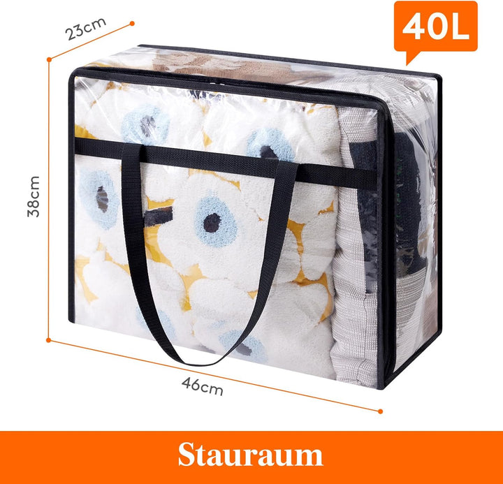 Lifewit 6 Stück Transparente Plastik Aufbewahrungstasche, 40L Kleiderschrank Organizer Aufbewahrungs