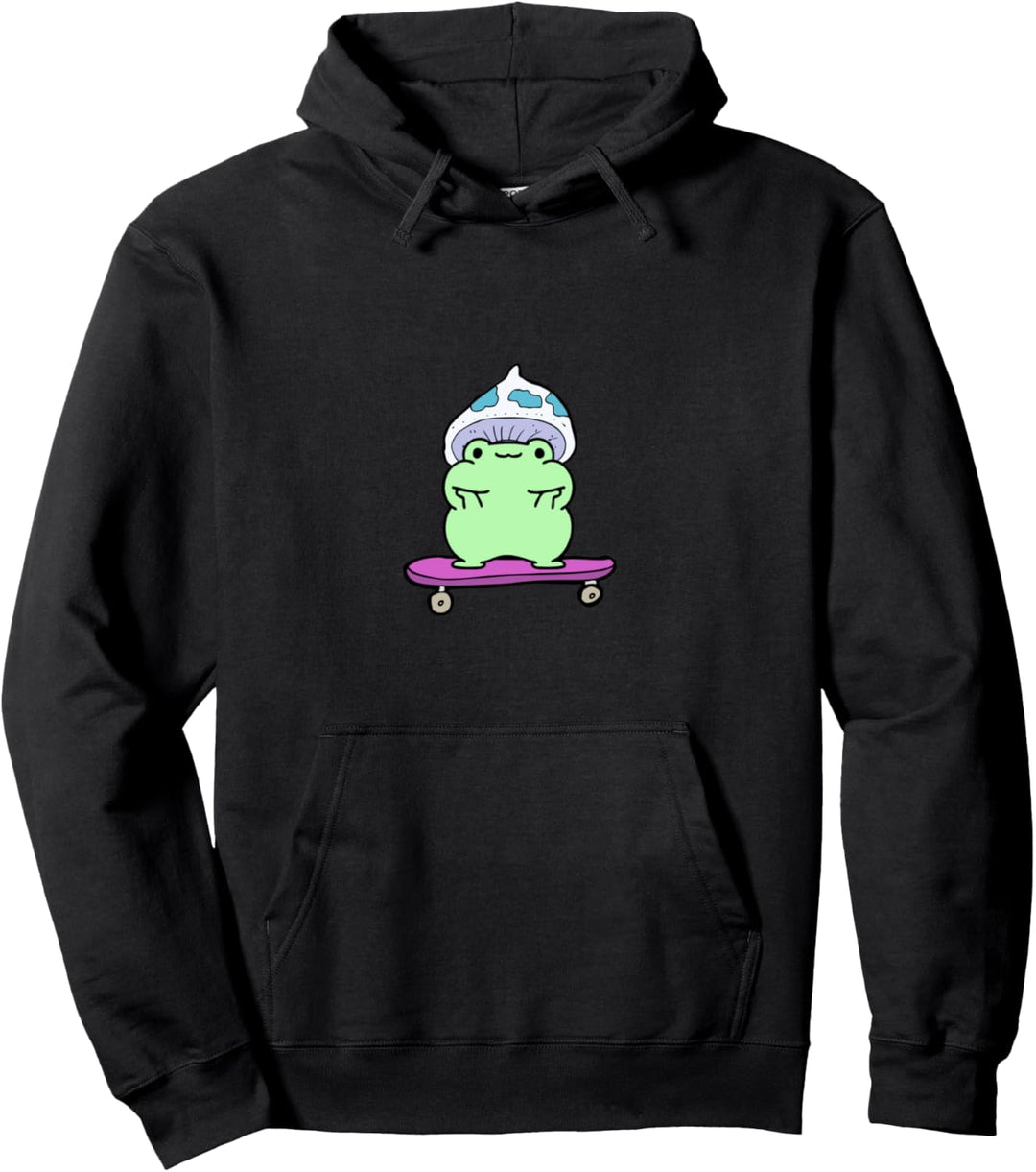 Niedliche kawaii skateboarding Frosch in den Pilz Hut Pullover Hoodie