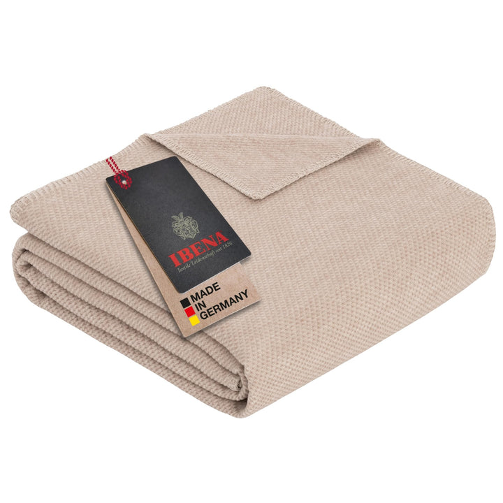 Ibena Charlotte Bio Strickdecke 140x200 cm - 100% Baumwolle, Made in Germany, Baumwolldecke mit Stru