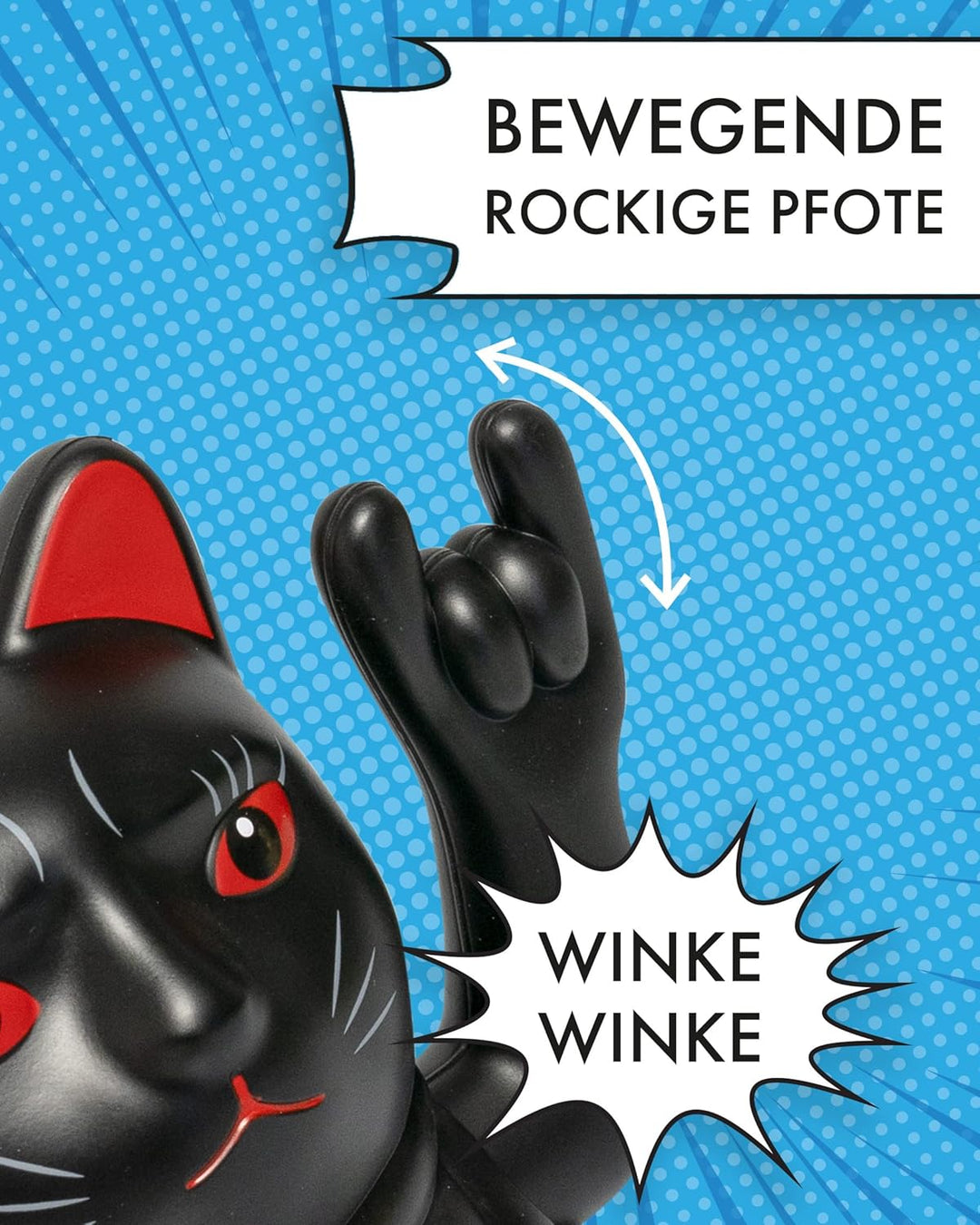 ANGRY CAT - Winkekatze Lucky CAT - rockige, winkende - Rock- japanische Winkkatze rockt - Dekoartike