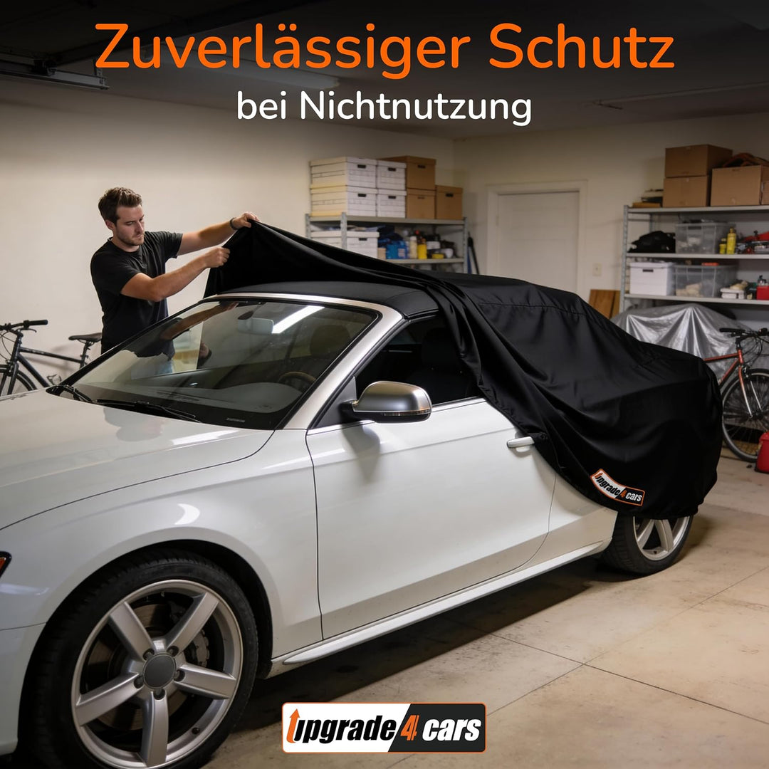 Upgrade4cars Autoabdeckung Indoor Stretch | Auto Abdeckplane aus Stoff in Schwarz | Grösse Pkw - XXL