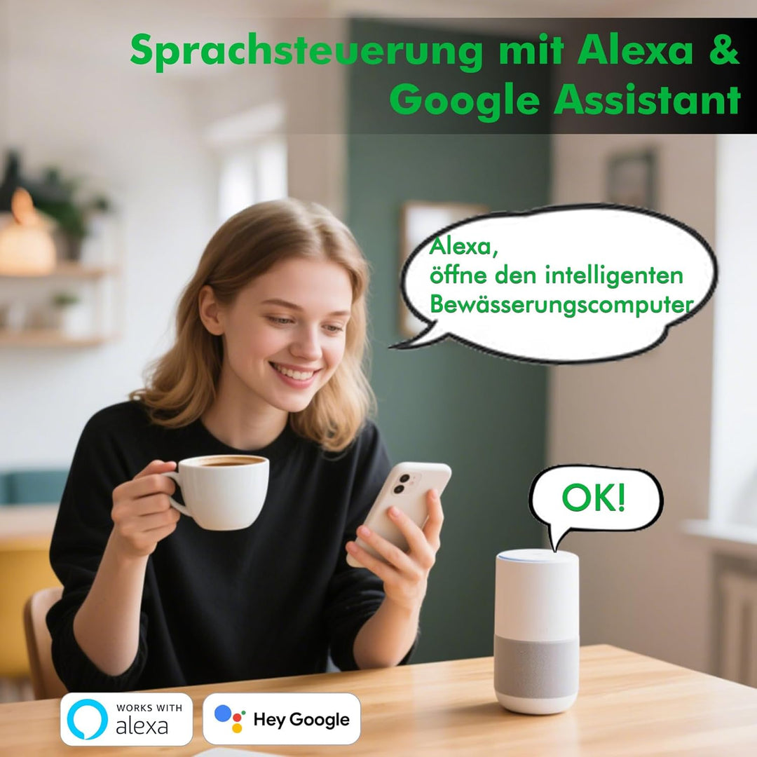 RESTMO WiFi-Bewässerungscomputer, programmierbare Wasserzeitschaltuhr für die Gartenbewässerung, 3 B