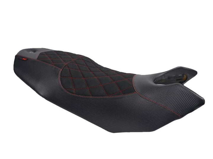 Sitzbankbezug kompatibel mit Ducati Hypermotard 1100 / S 2007-2010 schwarz mit roten Nähten Black, B