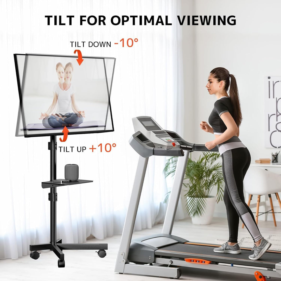 TV-Ständer Rollbar für 23-60 Zoll Fernseher - Höhenverstellbar Mobiler TV Ständer mit Rollen und Med