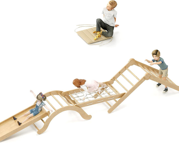 5-in-1 Indoor-Klettergerüst für Kleinkinder, Montessori-Klettergerüst-Set mit Kletterdreieck, Bogen,