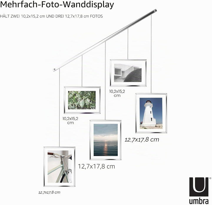 Umbra Exhibit Foto Collage Bilderrahmen – Flexibles Bilderrahmen-Set zur Horizontalen und Diagonalen