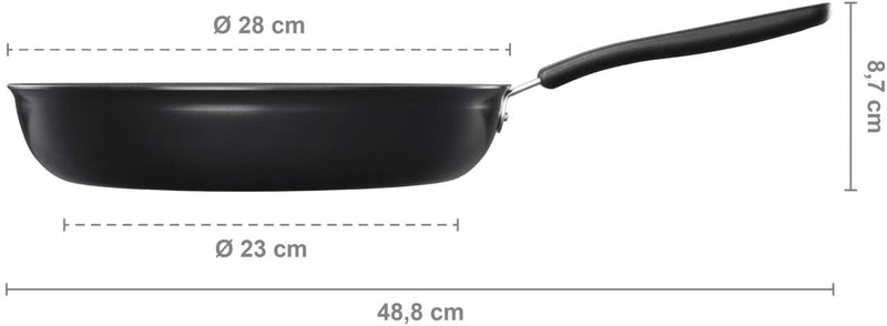 Fiskars Küchen-Set, Bratpfanne (Ø 28 cm) aus Aluminium für alle Kochfelder, Pfannenwender (29 cm) au