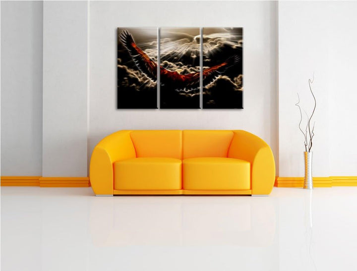 Dark Adler über den Wolken Spezial 3-Teiler Leinwandbild 120x80 Bild auf Leinwand, XXL riesige Bilde