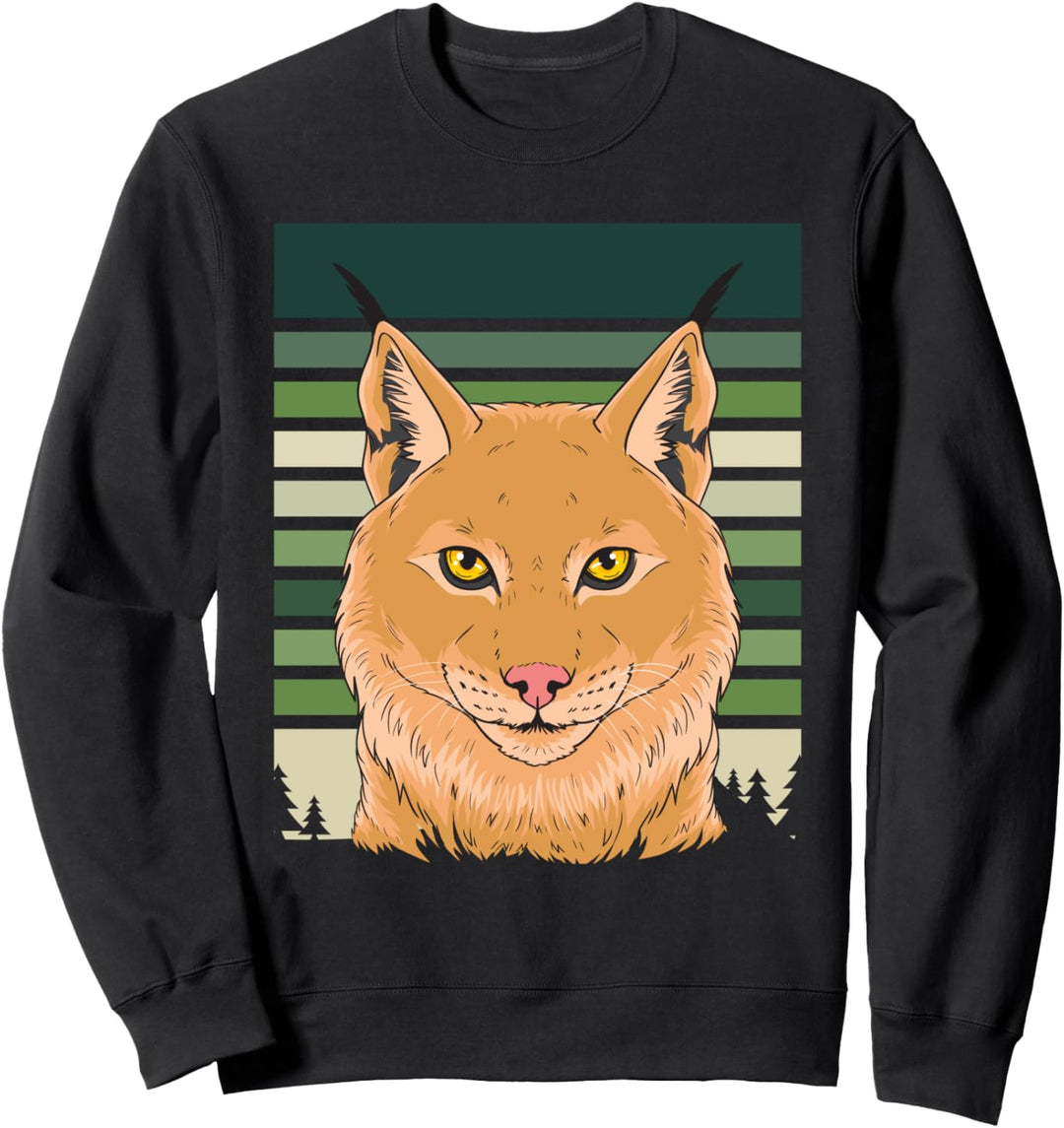Vintage Luchs Wildkatze Retro Wald Sweatshirt