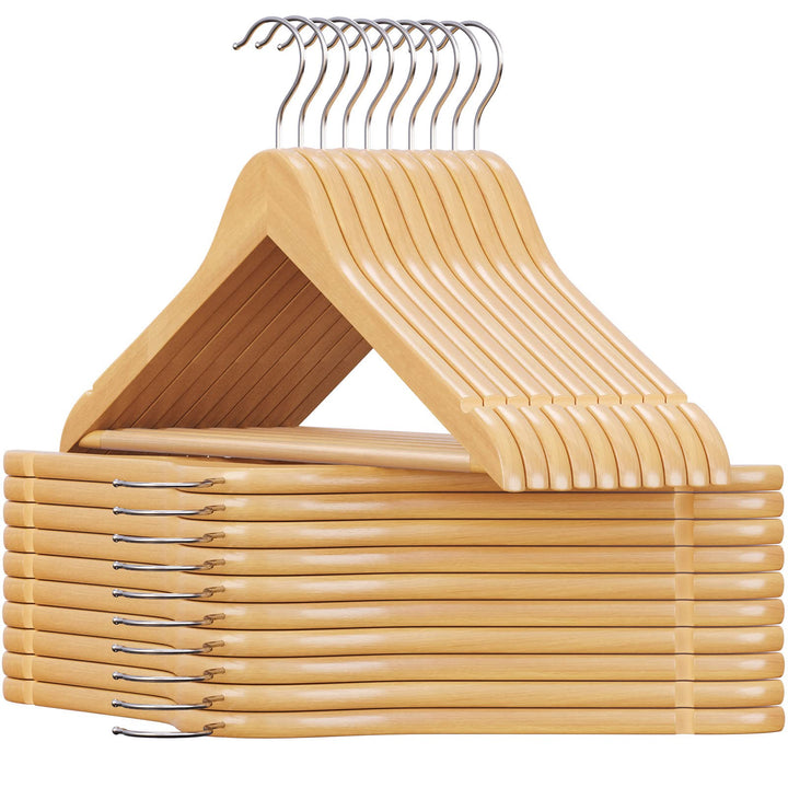 SONGMICS Kleiderbügel Holz, 20er Set, Bügel aus Massivholz, Einkerbungen im Schulterbereich, rutschf