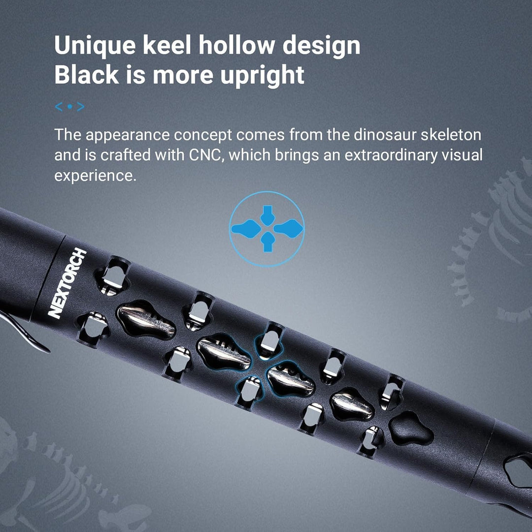 NEXTORCH NP20 Dino Pen Tactical Pen Glasbrecher, Kubotan + Kugelschreiber schwarz