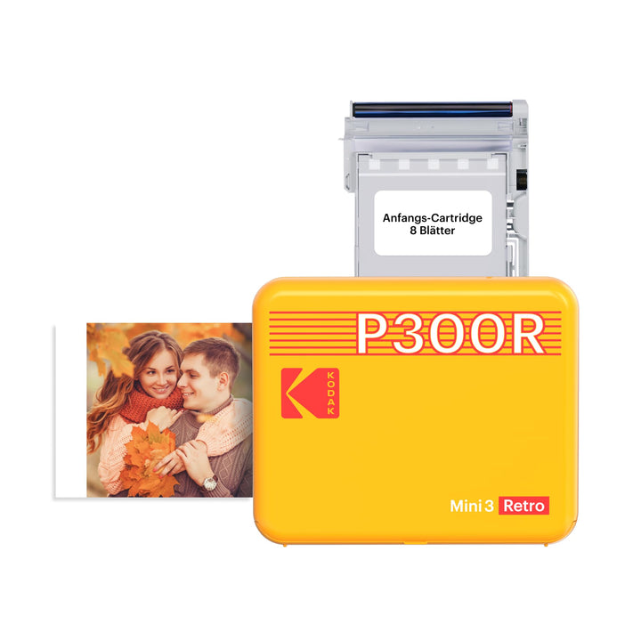KODAK Mini 3 Retro 4PASS Mobiler Fotodrucker (7,6x7,6cm) - Gelb s gelb, s gelb