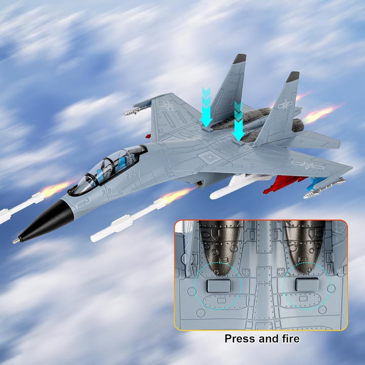 J-16 Flugzeug-Spielzeugmodell mit simuliertem Raketenangriff, Rückzug-Militärkampfflugzeugmodell mit