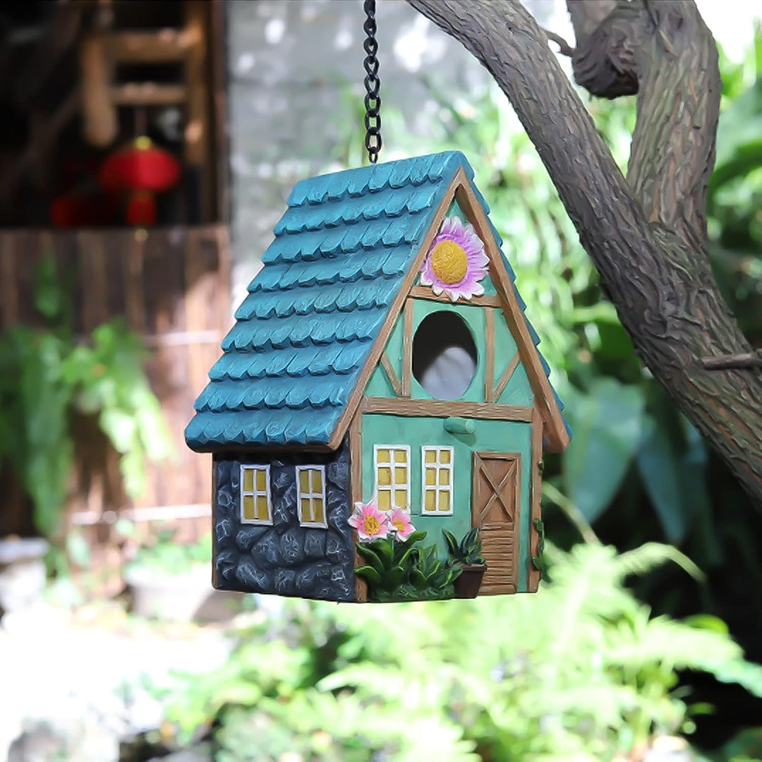 Holz Vogelhaus Nistkasten 21 x 15 x 13cm Mit Dekorativem Holzdach, Haus für Vögel, Vogelhäuschen für