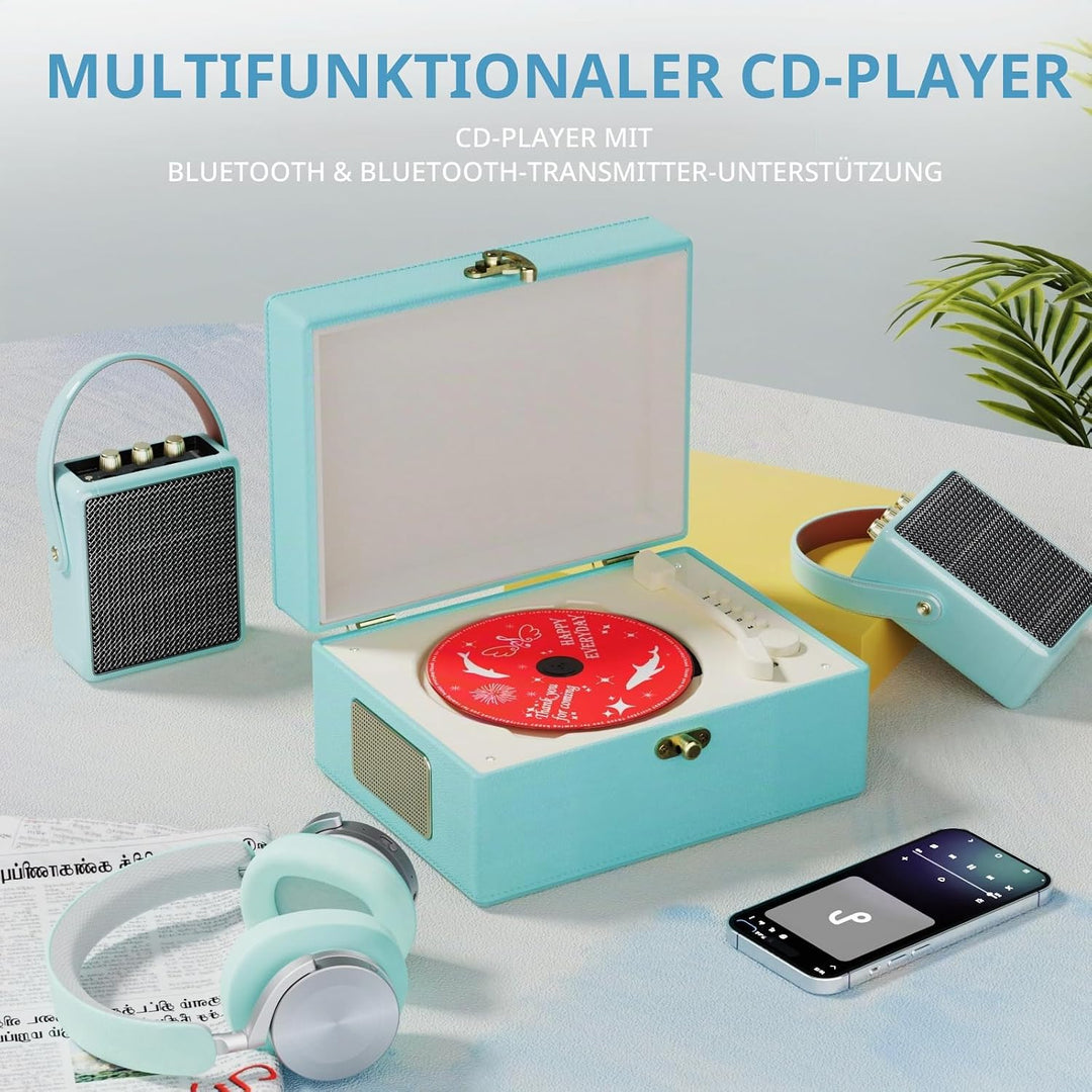 Yintiny Blue Time Musikbox CD-Player mit Lautsprechern für Heimdekoration