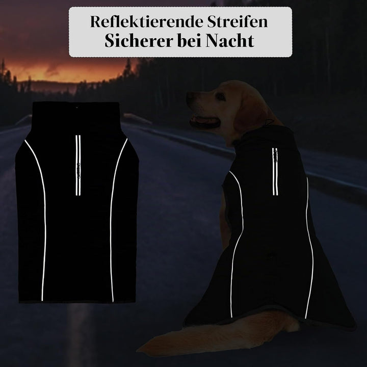 Hundemantel Warm Wasserdicht Hundejacke Winter Fleecemantel Hund Regenjacke Reflektierend mit Reissv