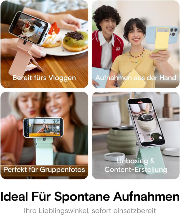 MOFT Handy Stativ für Smartphone, [Ultra Dünn & Tragbar] Faltebar MOVAS Veganes Leder Stativ für Mag