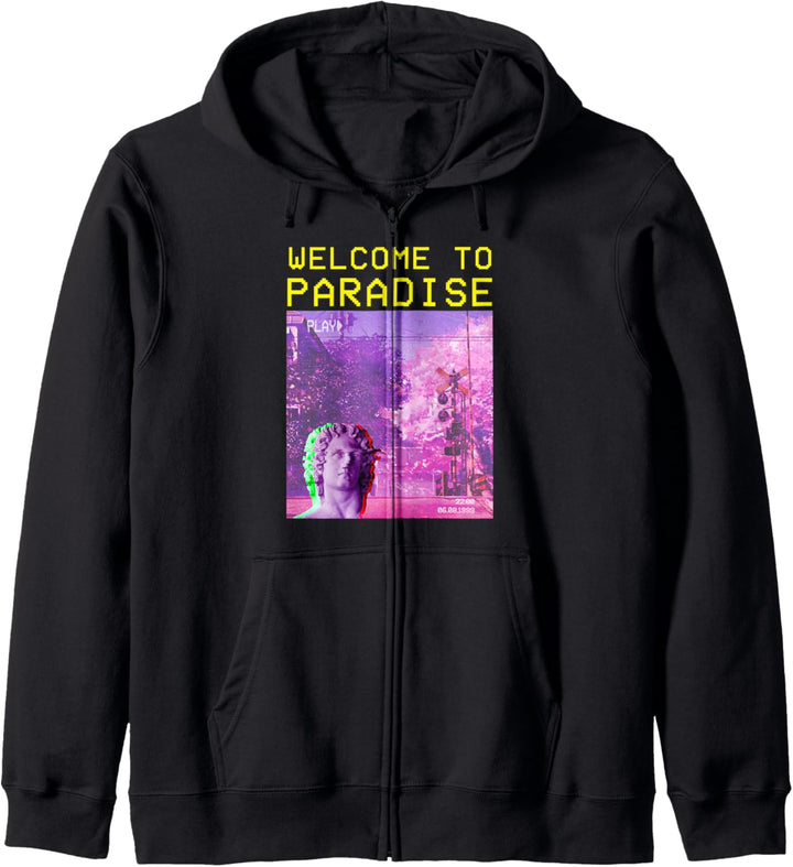 Welcome to Paradise Retro Ästhetisches Vaporwave Meme Design Kapuzenjacke
