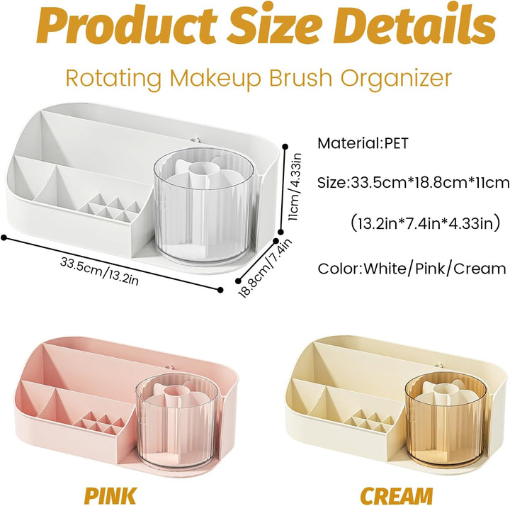 DASITON Make Up Kosmetik Organizer, 360° drehbarer Make Up Pinsel Organizer, Schmink Aufbewahrung fü