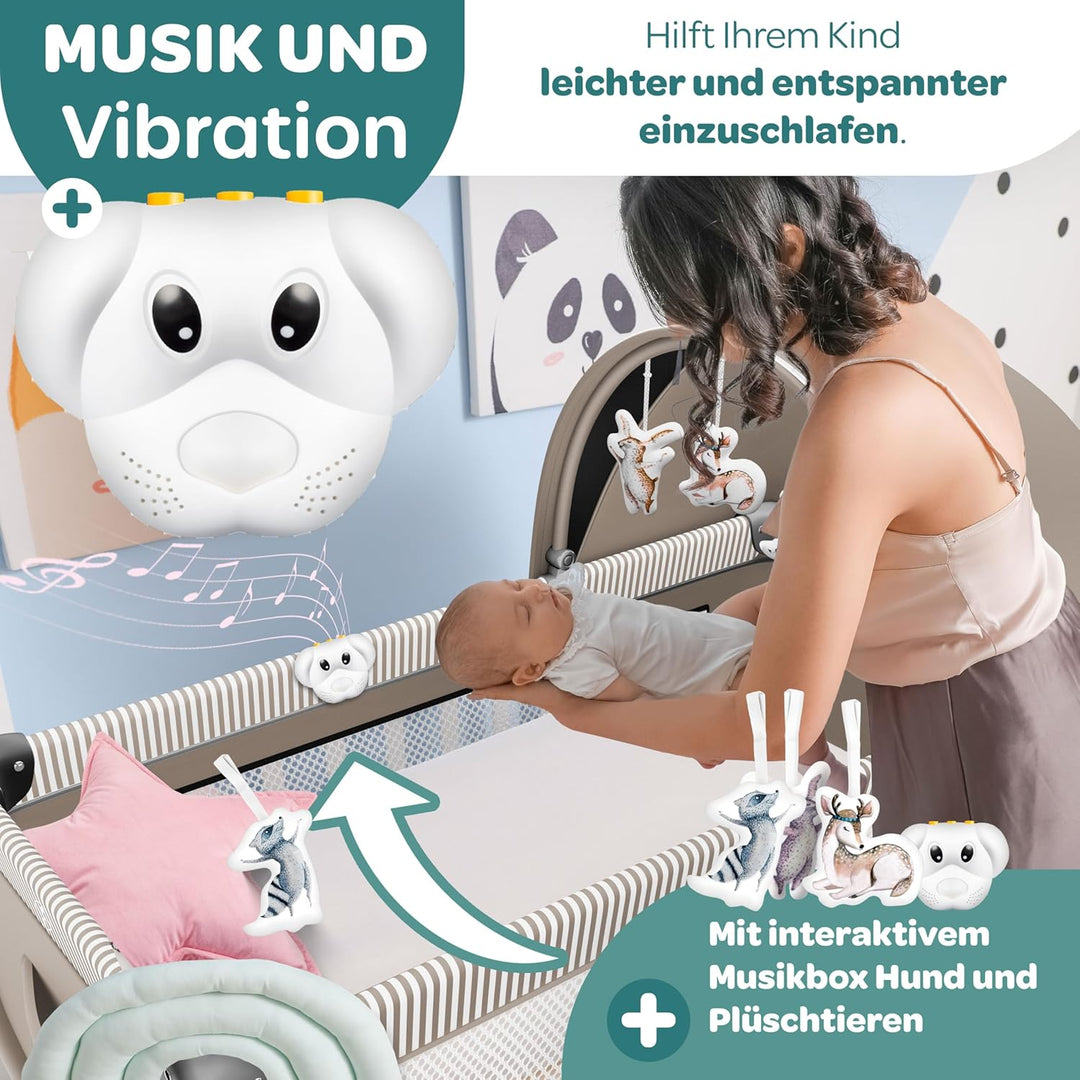 Kidiz® Babybett Reisebett Kinderreisebett klappbar mit Matratze & Räder 120x60, Seiteneingang, Wicke