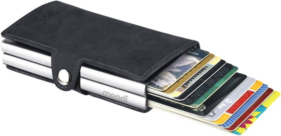 Duo Black Premium Herren Portmonee RFID Schutz Kartenetui Business Geldbörse feinstes A++ Echtleder