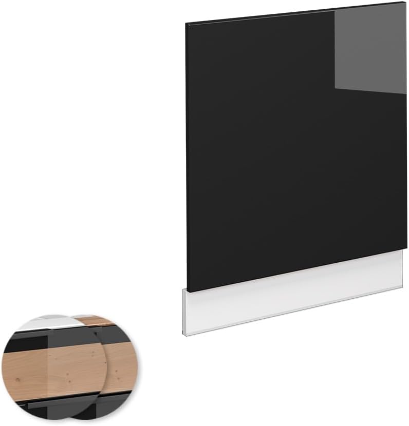 Vicco Frontblende Fame-Line, Schwarz-Eiche Hochglanz/Weiss, 60 cm ohne Arbeitsplatte Schwarz-eiche H