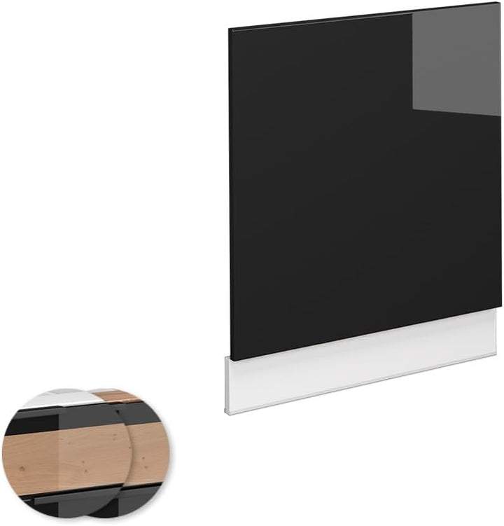 Vicco Frontblende Fame-Line, Schwarz-Eiche Hochglanz/Weiss, 60 cm ohne Arbeitsplatte Schwarz-eiche H