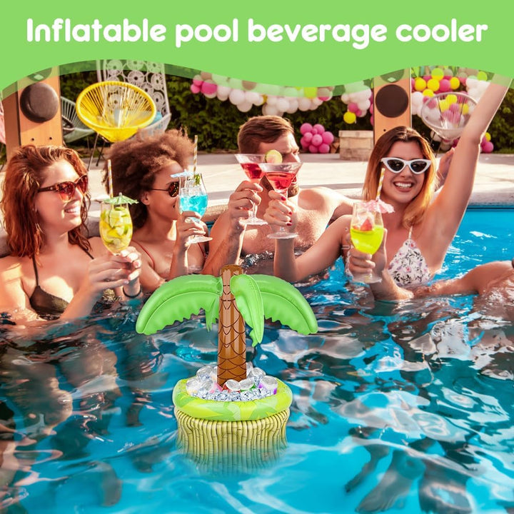 mizikuu 2PCS Aufblasbare Palme Getränkekühler, Aufblasbare Kühler zum Befüllen mit Eis Poolbar Geträ