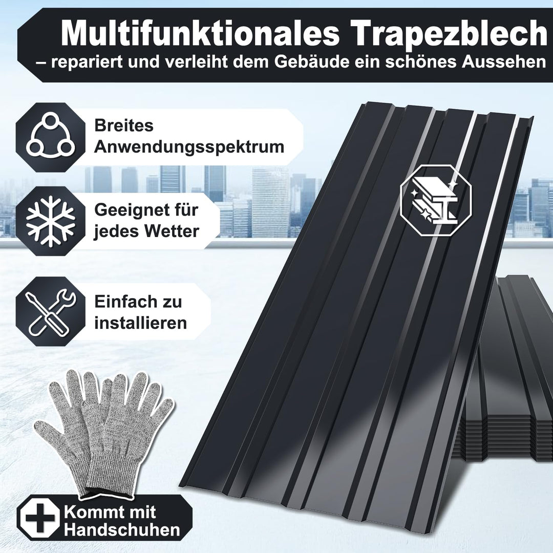 12x Profilblech Trapezblech Wellblechplatten für Dach 115x45cm = 6m² Dachbleche Trapezblech Metall S