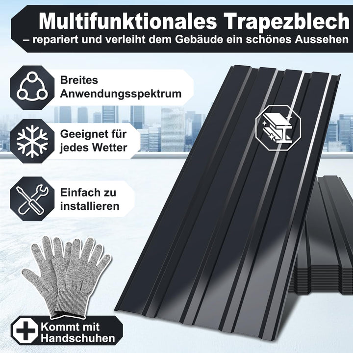 12x Profilblech Trapezblech Wellblechplatten für Dach 115x45cm = 6m² Dachbleche Trapezblech Metall S