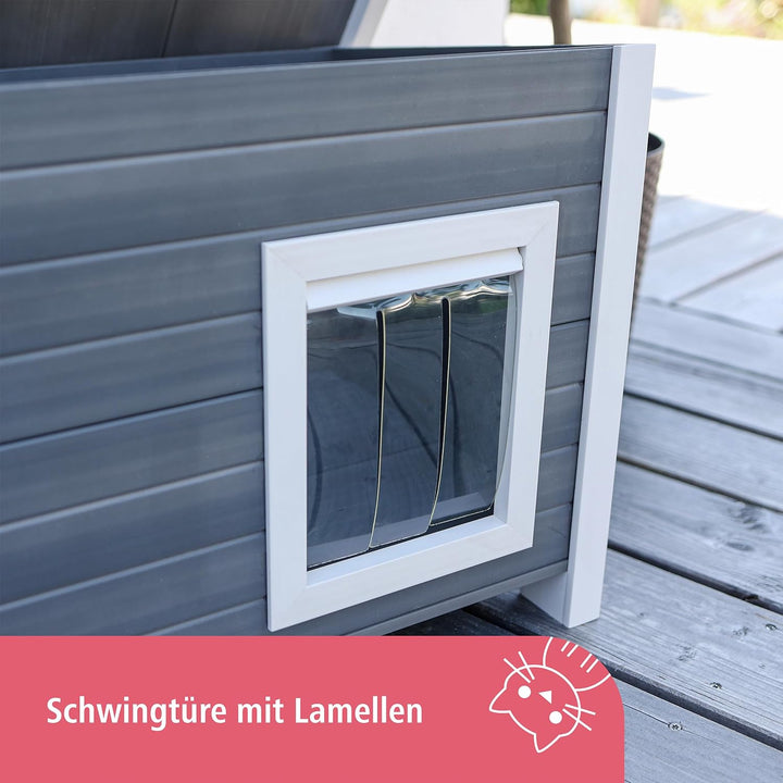 Kerbl ECO-Katzenhaus „Eli“, ECO-Recyclingmaterial, 60% Kunststoff / 40% Holz, Aufklappbares Dach, We