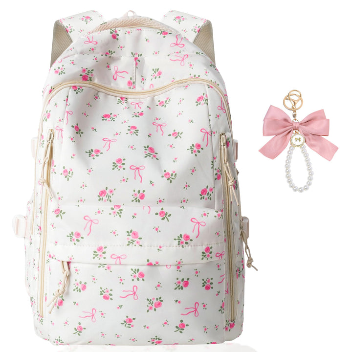 Blumen Schleife Rucksack Rosa Büchertaschen Damen Laptop Rucksack Mädchen | Blumen Schleife Rucksack