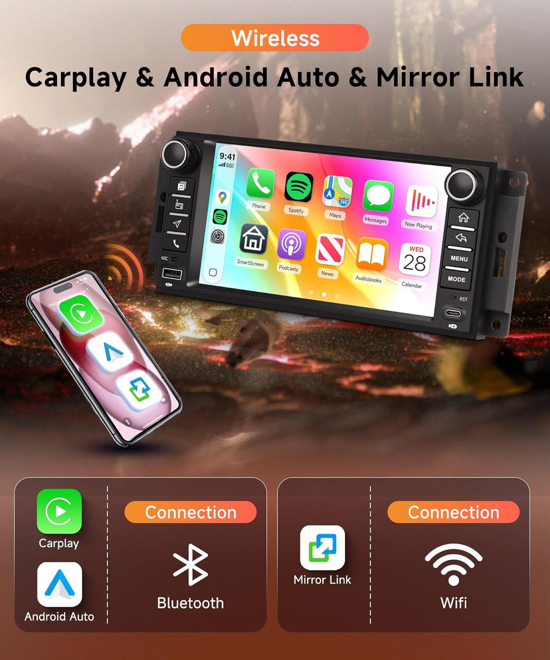 4G+128G Android Autoradio für Jeep Wrangler Compass Grand Cherokee/Dodge Caliber Avenger/Chevrolet W