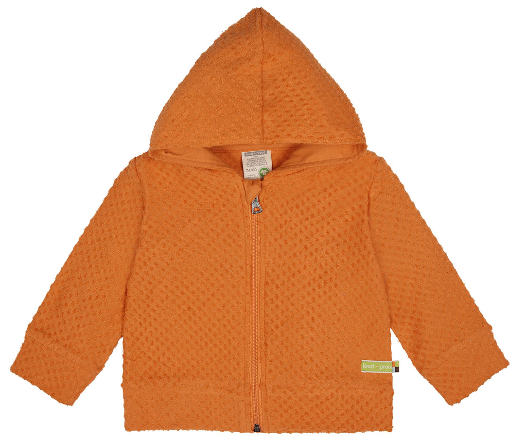 loud + proud Unisex Kinder Aus Frottee mit Punkten, GOTS Zertifiziert Jacke 62-68 Carrot, 62-68 Carr