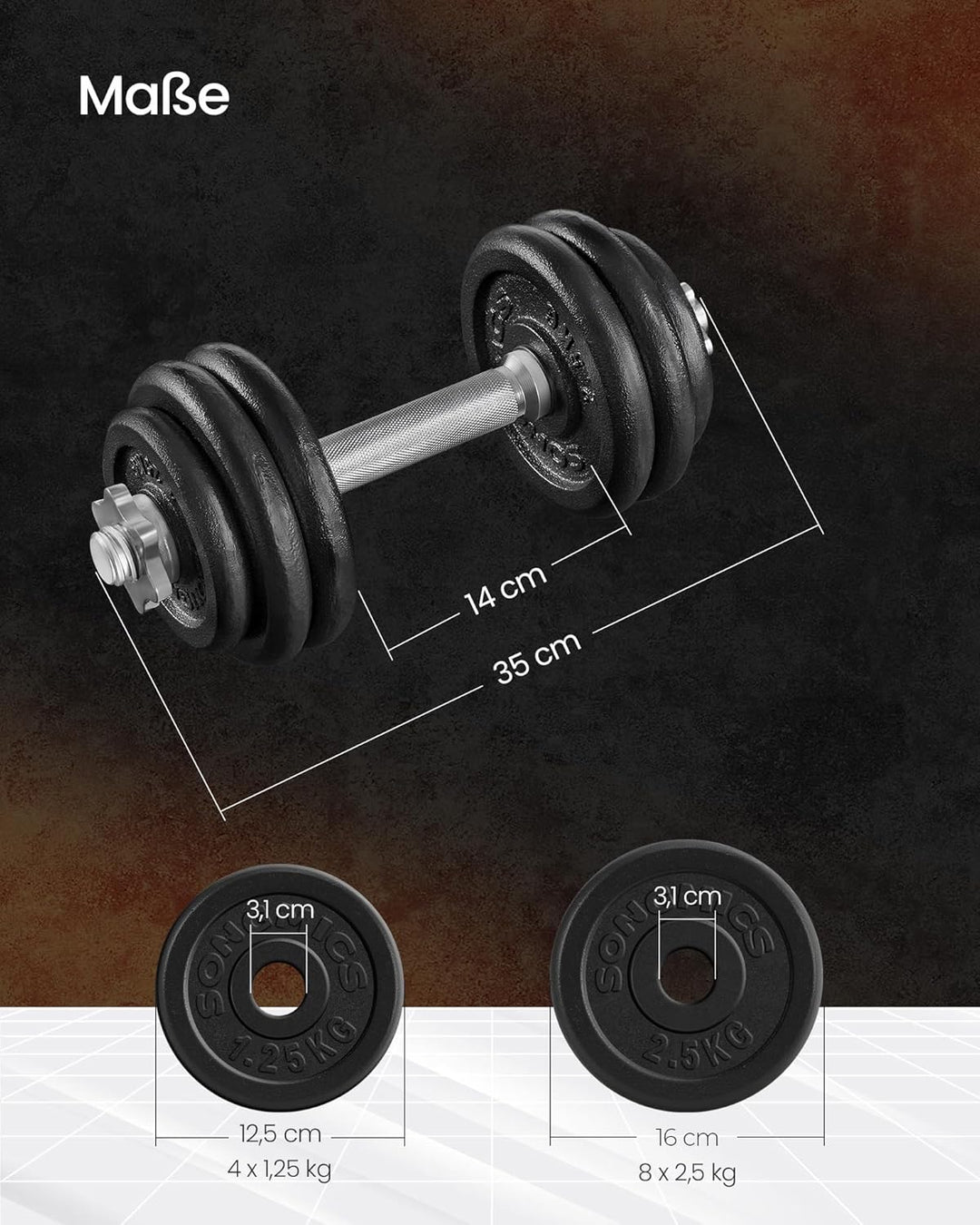 SONGMICS Hanteln, Hantelset aus Gusseisen, verstellbar, für Männer und Frauen, Workout, Fitnesstrain