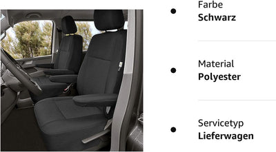 Sitzbezüge passgenau Tailor Made geeignet für Volkswagen T5 Bj. 2003-2015 (1+1) ideal angepasst - 2