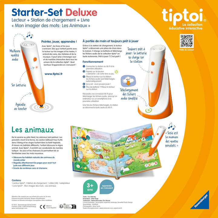 Ravensburger - tiptoi Starter Set Deluxe – Player + Ladestation + Buch Mein Bild der Wörter Die Tier