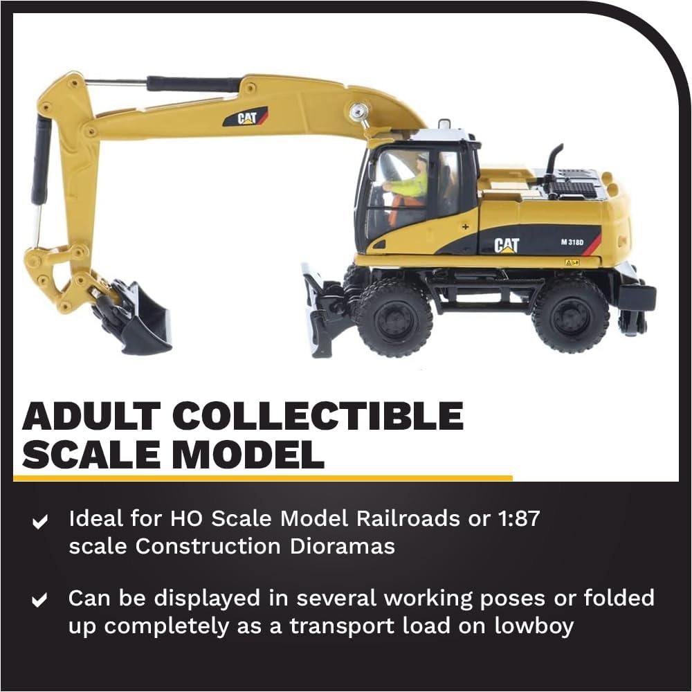 Diecast Masters 85177 - Caterpillar Mobilbagger M318D, detailgetreues H0 CAT Baufahrzeug in Metallbo