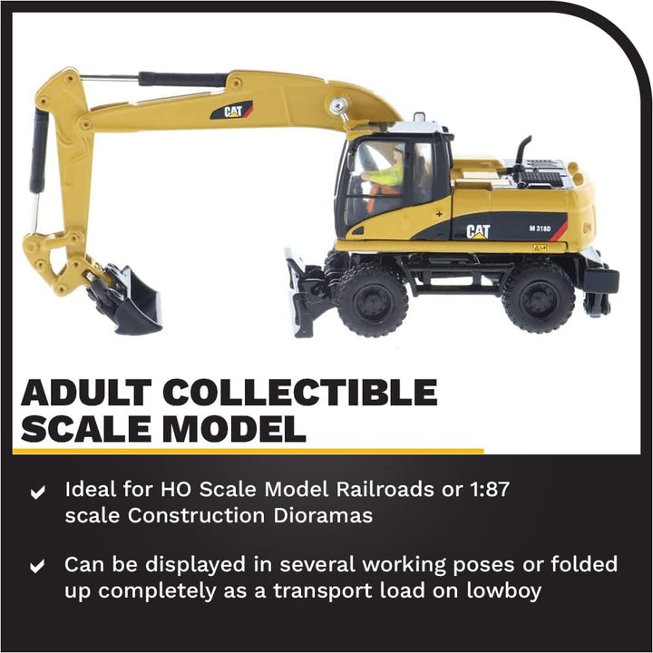 Diecast Masters 85177 - Caterpillar Mobilbagger M318D, detailgetreues H0 CAT Baufahrzeug in Metallbo