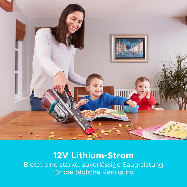 BLACK+DECKER Lithium Dustbuster BHHV315B-QW mit Cyclonic Action – 12V Akku Handstaubsauger mit auszi