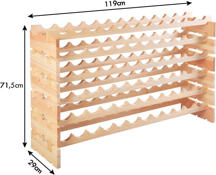 GOPLUS Weinregal Holz, Flaschenregal mit 6 Ebenen für 72 Flaschen, Flaschenhalter aus Kiefernholz, W