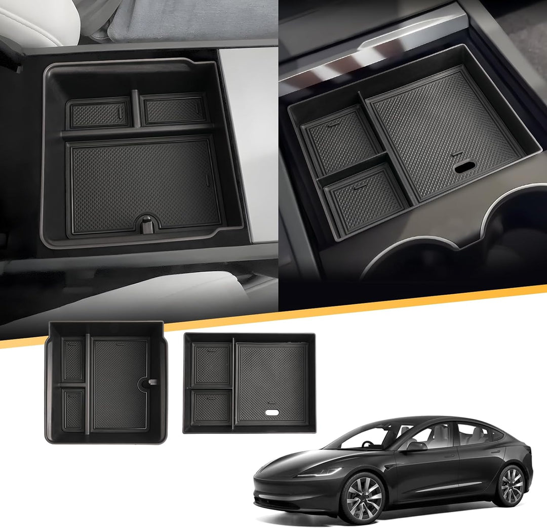 LFOTPP für Tesla Model 3 2024 2025 Mittelkonsole Organizer Hinten und Vorne Tray Handschuhfach, Tesl