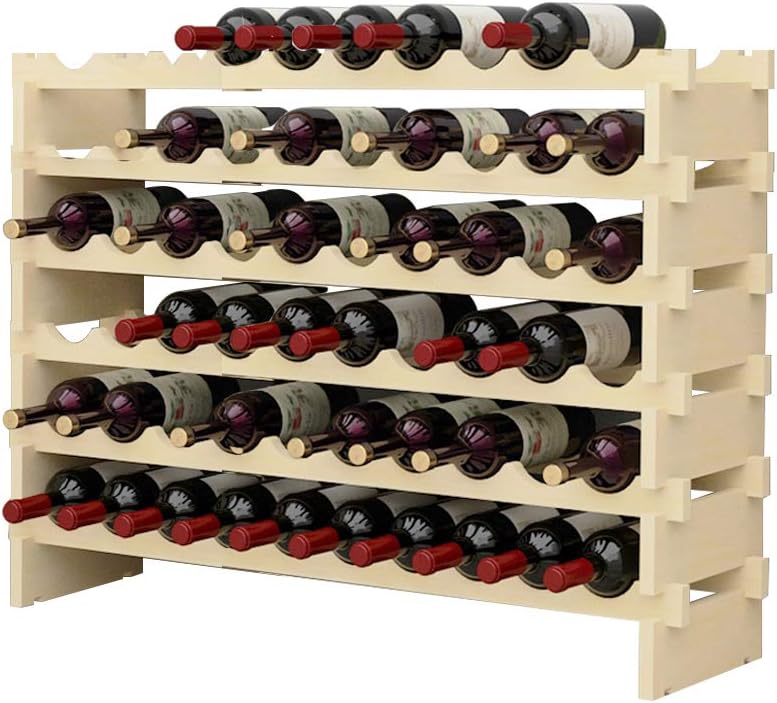 SogesHome Weinregal Stapelbares Weinregal 6-Tier Weinlagerung für 60 Flaschen,Weinständer Flaschenst