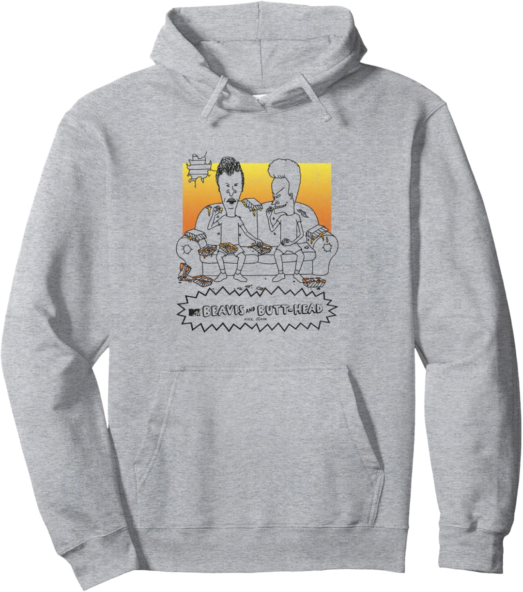 Beavis and Butt-Head Nachos On The Couch Portrait Pullover Hoodie