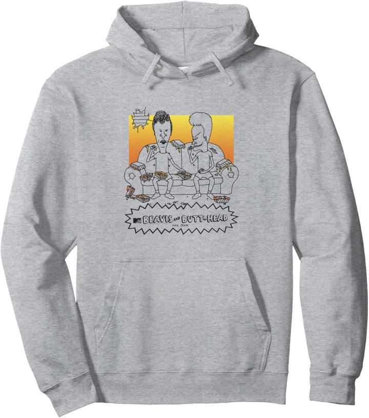 Beavis and Butt-Head Nachos On The Couch Portrait Pullover Hoodie
